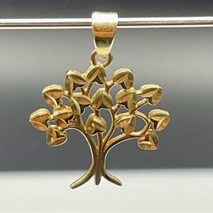 Signed MA 10K Gold Tree of Life Pendant Heart Leaf Design 1.11g Estate Charm